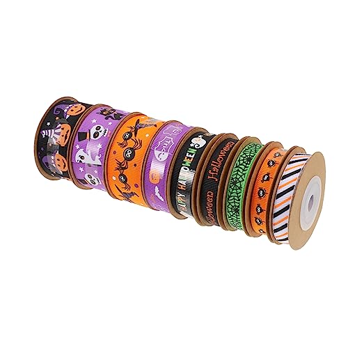 DIYEAH 9 Rollen Verpackungsband geschenkband halloween theme bandalette tortendeko einschulung Schleife Aufkleber basteln süssigkeiten bedrucktes Band Halloween-Themenband Polyester von DIYEAH