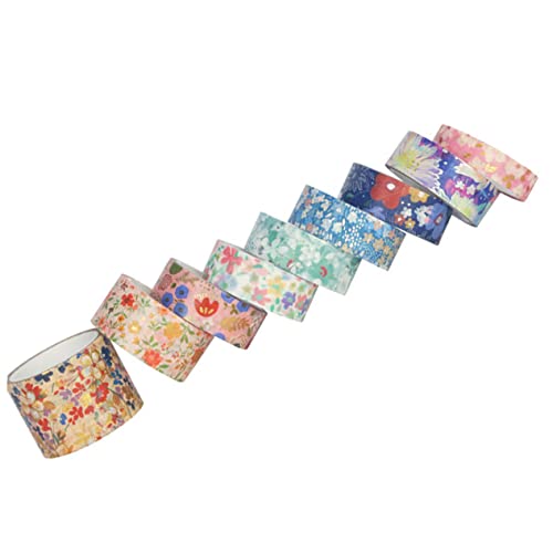 DIYEAH 9 Rollen Washi-Tape Künstliche Blumen funkeln Anlage schwarzes Blumenband verwaschen Streifen papierklebeband washi+-+tape Dekoratives Geschenkband aufkleber Klebebänder DIY-Bänder von DIYEAH