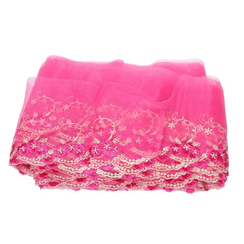 DIYEAH Accessoires aus Mesh-Spitze dekoration Spitzengewebeband cremefarbenes Spitzenband Burgunder Band bestickter Spitzenbesatz Brautspitzenbesatz rosiger Spitzenbesatz Polyester Rosy von DIYEAH