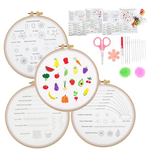 DIYEAH Anfänger Stickset DIY Handstickerei Kit Für Erwachsene Inklusive Stickrahmen Fäden Und Nadel Ideales Einsteiger Set Für Kreative Projekte Und Muster von DIYEAH