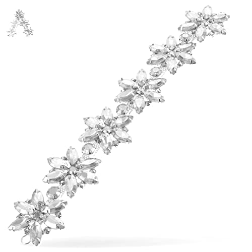 DIYEAH Blumenkette Aus Strass Blumen- Party Nähen Randbereich Strasssteine Vorhang Schmuck Glühen Kleid Künstlich Stift Rave Zubehör Hochzeit Damen Füllstoffe Bausatz Glas Weiß von DIYEAH