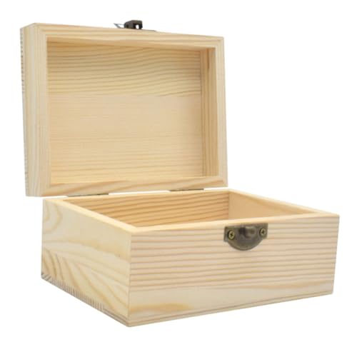 DIYEAH Box Holz Schmuck Schatz Organizer Unvollendete Holztruhe Brautjungfernetui Holz Schatztruhe Metall von DIYEAH