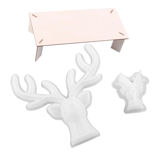 DIYEAH DIY Silikonformen Für Antler Deko 1 Set Handgemachte Gießform Für Epoxidharz Inklusive Großer Und Kleiner Form Sowie Holzständer Ideal Für Kreative Bastelprojekte von DIYEAH