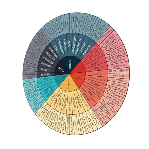 DIYEAH Emotion-Rad-Aufkleber Emotionsrad-Wandteppich Emotionsdiagramm-Aufkleber Farbrad-Poster Emotionale Aufkleber Selbstklebende Aufkleber Rad für Bewältigungsstrategien Gefühlsrad PVC von DIYEAH