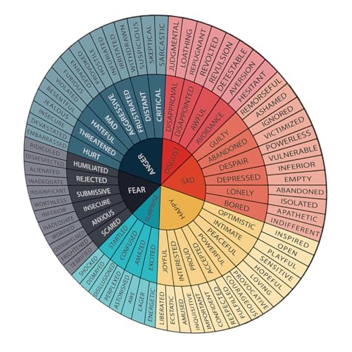 DIYEAH Emotion-Rad-Aufkleber Stimmungsdiagramm emotionales Rad Farbrad-Poster Gefühlsradaufkleber Emotionale Aufkleber Selbstklebende Aufkleber Emotionsrad Gefühlsrad-Aufkleber PVC von DIYEAH