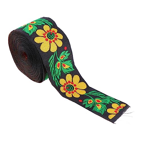 DIYEAH Ethnisches Spitzenband Bänder zum Verpacken rosa Schleife floral bestickter Spitzenbesatz haaraccessoires hair jewellery Jacquardband besticktes gewebtes Band Polyestergarn Black von DIYEAH