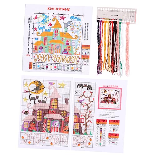 DIYEAH Halloween-Hütte Kreuz stich Weihnachtsstickerei Stickerei-Kits Tasche mit Häkelnadel Bausätze Reifen embroidery kit embroidery set Stickzubehör Kreuzstich-Werkzeugsatz Baumwolle von DIYEAH