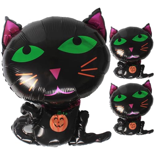 DIYEAH Halloween-Luftballons Mit Schwarzer Katze: 3 Stück Schwarze Katze Aus Aluminiumfolie Luftballons Spukhaus-Luftballons Dekoration Für Lustige Halloween-Dekoration Und von DIYEAH