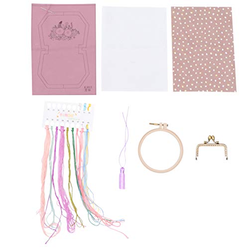 DIYEAH Handarbeitswerkzeuge embroidery set taschentücher gewebesack bum bag purse Stickmaschine Stickset für Tragetaschen Nähgarn Stich Stickwerkzeuge für Anfänger Taschenstickerei Violet von DIYEAH