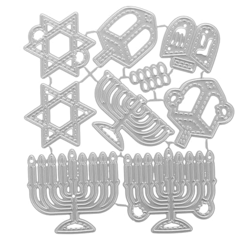 DIYEAH Happy Chanukkah Metall-Stanzformen Davidstern Menora Stanzformen Prägeschablonen Vorlage für DIY Scrapbooking dekorative Papierkartenherstellung von DIYEAH