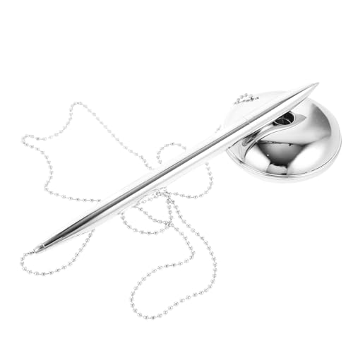 DIYEAH Nachfüllungen Empfangsstift Kette Spitze Schwarze Stifte Zubehör Produkte Nachfüllbarer Kugelschreiber Rezeption Schreibtisch Stift Multi Empfangsthekenstift Punkt Silver Metall von DIYEAH