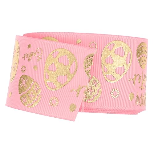 DIYEAH Osterband ribbon ziehschleifenband Geschenkbandrolle dekoration party Frühlings-Ripsband handwerkliche Dekore Samtband Geschenkband zu Ostern DIY Schleife für Ostern Polyester Rosa von DIYEAH