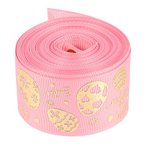 DIYEAH Osterband ribbon ziehschleifenband geschenkband ostern party dekoration festivalbänder Osterflagge blaues Band DIY Schleife für Ostern Ostergeschenk-Verpackungsband Polyester Rosa von DIYEAH