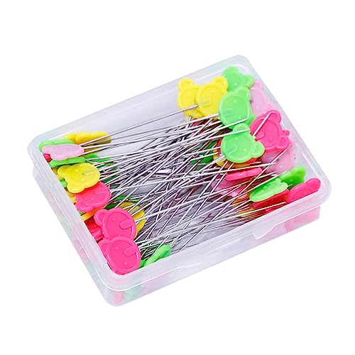 DIYEAH Packung Mit 50 Stück Kopfnadeln nähen bastel Box Sewing Accessories Nähkästchen Sewing Box Decorative Accessories Bärenkopf Flache gerade Stifte Kopf gerade Stifte Nähnadeln von DIYEAH