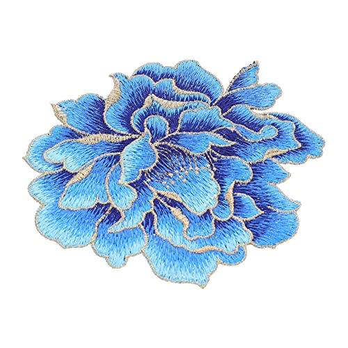 DIYEAH Pfingstrosen-Stickpatch gefälschte Reben Abs gestickte Abzeichen Stickerei Blau repair patch reparaturflicken aufkleber Blumen-DIY-Patch Blumenapplikationen Flecken Polyester Blue von DIYEAH