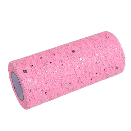 DIYEAH Rollen Tüll Für Geschenkverpackung Tischläufer Essen Tischdekorationen Für Hochzeiten Tüll Zur Dekoration Geburtstagsdekorationen Party Spitzenband Roségoldene Platten Vasen Rosa von DIYEAH