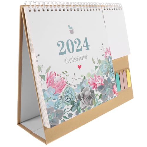 DIYEAH Taschen-Tischkalender 2024 Kleiner Desktop-Kalender dekorativer Monatskalender Flip-Desk-Kalender bürodeko büro dekoration staffelei Mini-Kalender filigraner Standkalender Papier von DIYEAH