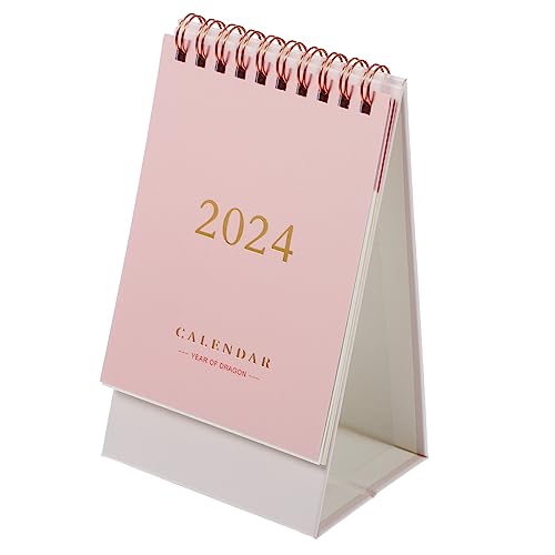 DIYEAH Tischkalender 2024 Tischkalenderschutz Uhren für Wohnkultur große weiße Tafel Tage Bürobedarf büroartikel deko staffelei Standkalender für den Haushalt kleiner Kalender Papier Rosa von DIYEAH