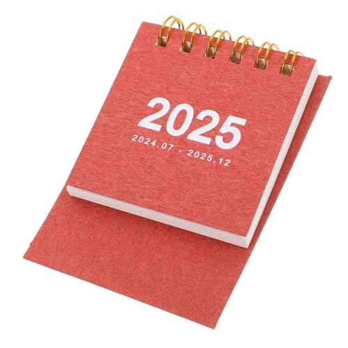 DIYEAH Tischkalender 2025 Taschenkalender Kleiner Tischkalender 2024-2025 Standkalender Stehender Flip-desktop-kalender Staffelei Kalender Mini-süßer Tischkalender Hausbedarf Papier Rot von DIYEAH