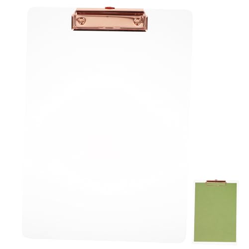 DIYEAH Transparenter Boardclip Büro-Klemmbrett Papierhalterbrett Datei-Clip extra großes Klemmbrett schreibmappen schreibbrett Zwischenablage Multifunktions-Klemmbrett Acryl Rose Gold von DIYEAH