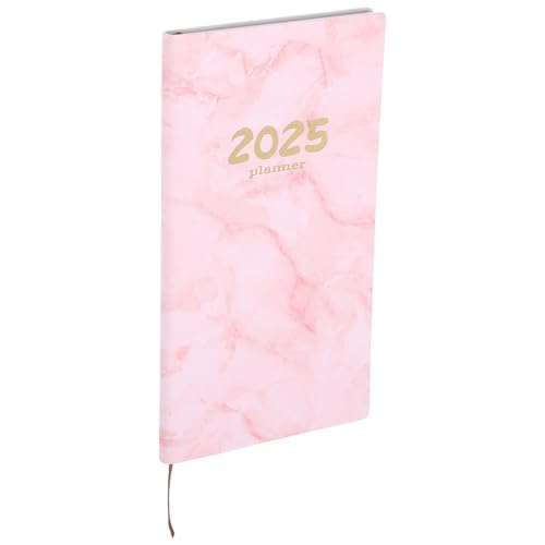 DIYEAH Zeitplan 2025 notizbuch bürobedarf Kalender zeitmanagement Organisator aus Papier Zu Taschenplaner 2024-2025 stationärer Organizer Liste Monatsplaner Notizblock Planerbuch Pu Rosa von DIYEAH