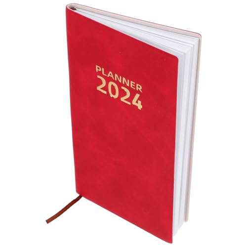 DIYEAH Zeitplan-Notizbuch wöchentlicher Schreibtischplaner Jahresplaner 2024 Kalender Woche büromaterial academic planner dekorativer Agenda-Notizblock englisches notizbuch Papier rot von DIYEAH