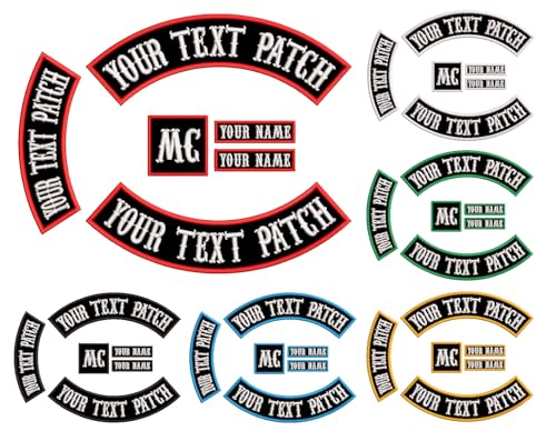 DIYEMB 6 Stück individuell bestickte Biker Patches, personalisierte Stickerei Rocker Patch Fahrer Motorrad Patches für Veteranen Weste oder Jacke (schwarz) von DIYEMB
