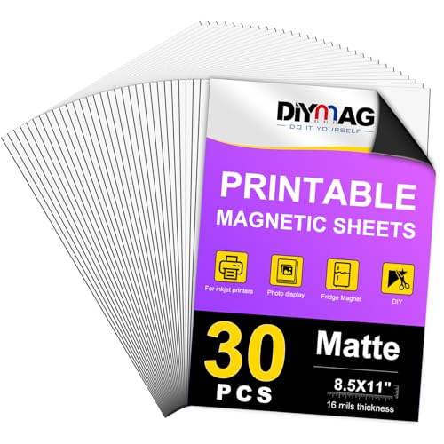 DIYMAG Bedruckbare Magnetbögen, 32 Stück, 21,6 x 27,9 cm, flexible Magnetbögen, matt, nicht klebend, magnetisches Papier für Tintenstrahldrucker, Foto, Basteln, Basteln von DIYMAG