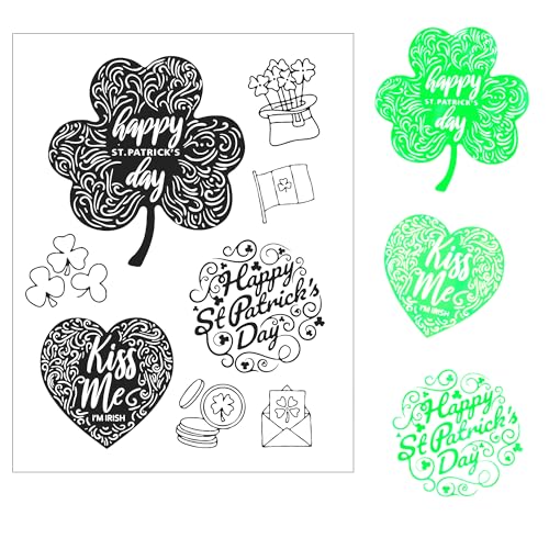 DIYology Große Kleeblatt-Stempel für Kartenherstellung oder Tagebuch, St. Patrick's Day, Sentiment, Silikonstempel für Geschenkanhänger, Scrapbooking und andere Papierbastelarbeiten von DIYology