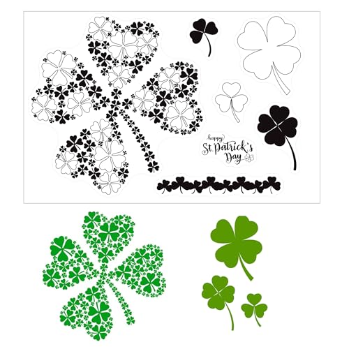 DIYology St. Patrick's Day Kleeblatt-Stempel für Kartenherstellung oder Tagebuch, großes Kleeblatt, transparente Silikonstempel für Patrick's Day Geschenkanhänger, Scrapbooking und andere von DIYology