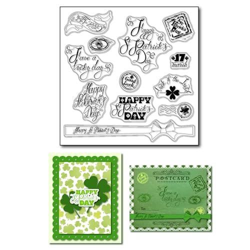 DIYology St. Patrick's Day Sentiment Clear Stamps for Card Making or Journaling Patricks Day Words Clover Transparent Silicone Stamps for Scrapbooking Photo Album and Other Paper Crafts Decoration von DIYology