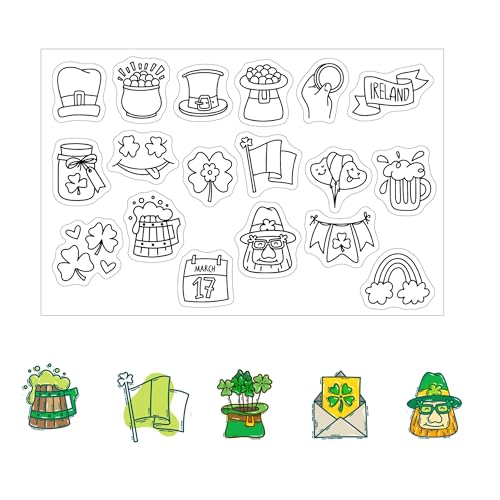 DIYology St. Patrick's Day transparente Stempel für Kartenherstellung oder Tagebücher, Bierhut, Klee, Gummistempel für Geschenkanhänger, Scrapbooking, Fotoalbum und andere Papierbastelarbeiten von DIYology