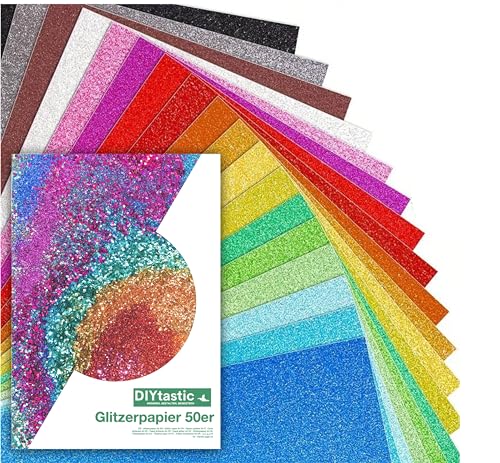 150x Glitzerpapier in A4: Buntes Glitter-Kopierpapier mit 250 g/m² - Ideal für Bastelarbeiten und kreatives Gestalten - Fotokarton und Druckerpapier für Bastelpapier von DIYtastic