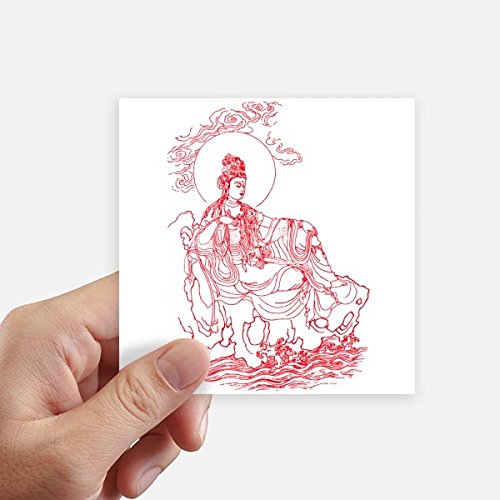 DIYthinker Buddhismus Rot Guanyin Illustration Muster-Quadrat-Aufkleber 10Cm Wand Koffer Laptop Motobike Aufkleber 8Pcs 10Cm X 10Cm Mehrfarbig von DIYthinker