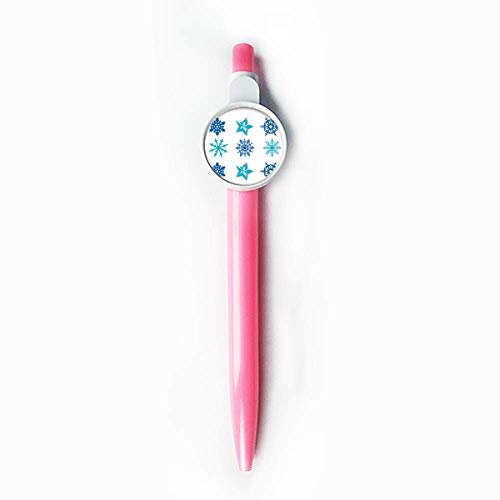 DIYthinker Circle Christmas Snowflake Illustration Retractable Kugelschreiber Roller Ball Pen Blue von DIYthinker