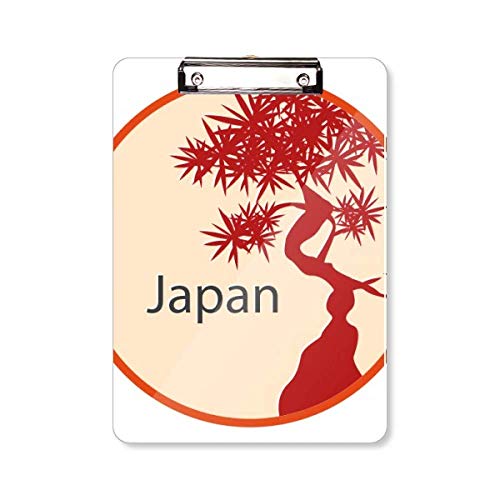 Japan Culture Klemmbrett mit rotem Baum-Muster, A4 von DIYthinker