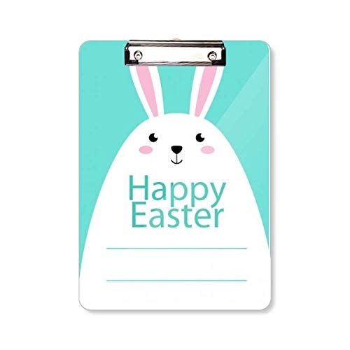 Klemmbrett mit Aufschrift "Happy Easter Festival", blaues Häschenmuster, A4 von DIYthinker