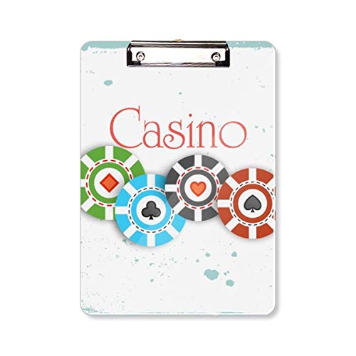 Klemmbrett mit vier Mustern, Motiv: Casino-Chips, Illustration, Schreibblock, A4 von DIYthinker