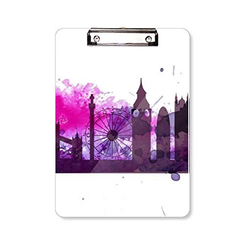 UK England London Aquarell-Klemmbrett, Ordner, Schreibblock, Trägerplatte, A4, Violett von DIYthinker