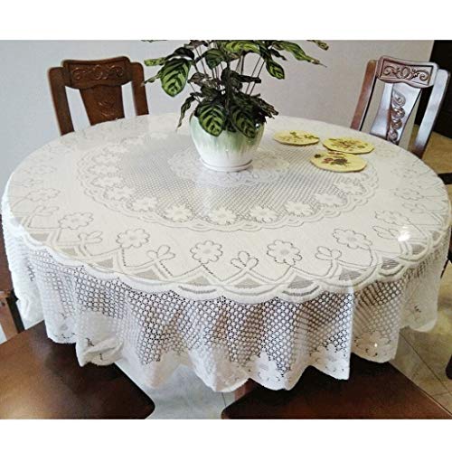 DIoFent Elegant und luxuriös Runde Tischdecke- weiße Spitze for runden Tisch Häkelspitze Tischdecken Rund Tischabdeckungen for Küchen Hochzeit Dekoration, Ideal for 4-6 Gedecke von DIoFent