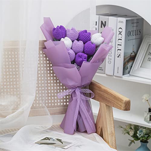 DIY Häkelset Garn Set Lila Tulpen Bouquet Handgemachte Set Konserviert Blume Hochzeit Wohnkultur (Farbe: Violett Größe: Fertig) (Lila Finish) von DJFHDIHRFHBVCASIJ