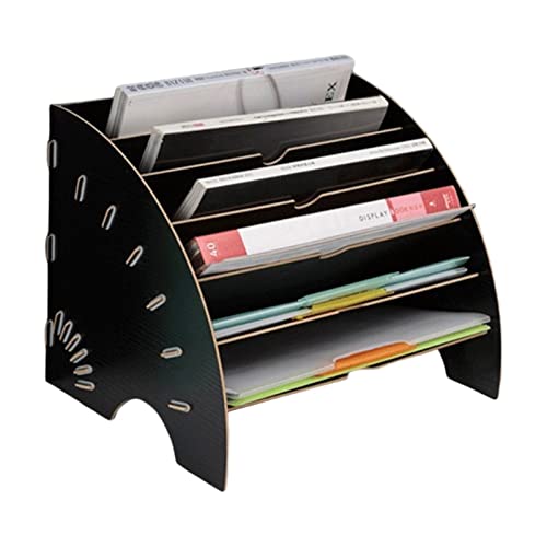 File Sorters Holzfächerform Schreibtisch Aktenordner Büro Aktenordner Multifunktions-Dokumenten-Organizer Bücherregal Zeitschriftenregal (Color : Black) von DJFHDIHRFHBVCASIJ