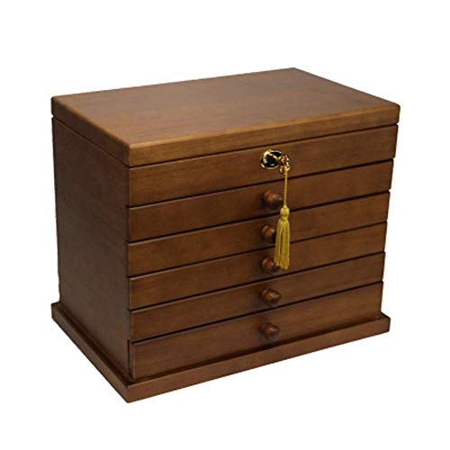 Schmuckschatullen Organisatoren Massivholz-Schmuckkasten mit Holzschloss Retro Prinzessin Aufbewahrungsbox Schmuck Box Hochzeitsgeschenk Finish von DJFHDIHRFHBVCASIJ