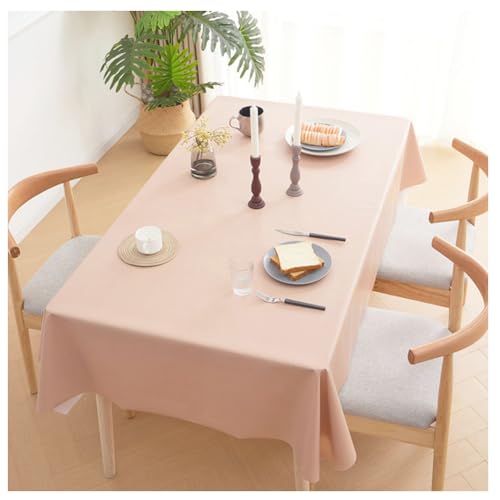 DJHVJS Rechteckige Tischdecke aus PU, wasserdicht, auslaufsicher, abwischbar, ölbeständige Tischdecke, Lammfell-Textur, Tischdecke für Abendessen, Bankett, Party 100 * 160cm Rosa von DJHVJS