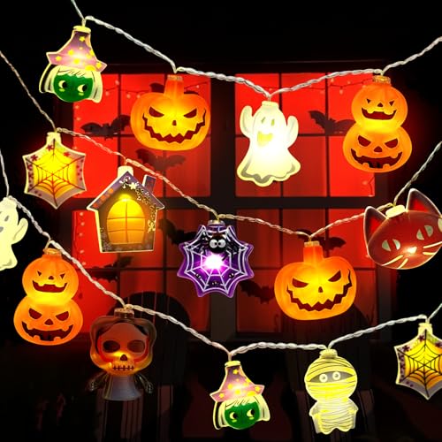 DJLLA Halloween Deko Innen Außenleuchten 3M 20 LED Lichter niedliche Halloween Heimdekoration batteriebetriebene Lichterketten Halloween Party Dekorationen für Terrasse Garten Hof von DJLLA