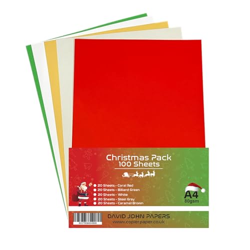 DJP Weihnachtspapier, 80 g/m², A4, sortiert, 100 Blatt von DJP