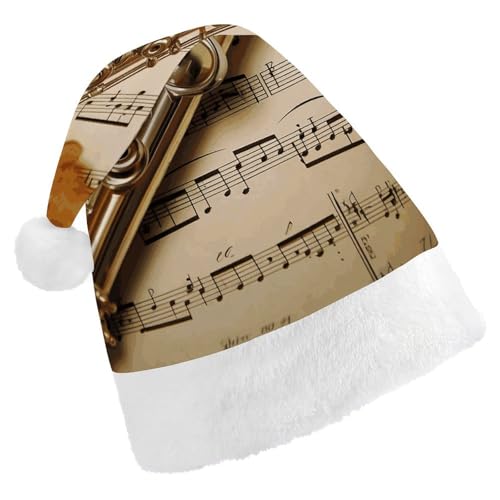 DJUETRUI Lustige Weihnachtsmütze, Flöte, Musik, Weihnachtsmützen für Erwachsene, weicher Plüsch, Weihnachtsmannmütze, bequeme Weihnachtsmütze von DJUETRUI