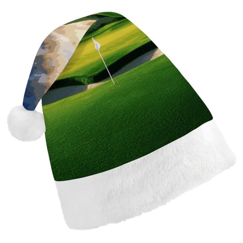 DJUETRUI Lustige Weihnachtsmütze, Golfplatz, Weihnachtsmütze für Erwachsene, weicher Plüsch, Weihnachtsmannmütze, bequem, Weihnachtsmütze von DJUETRUI