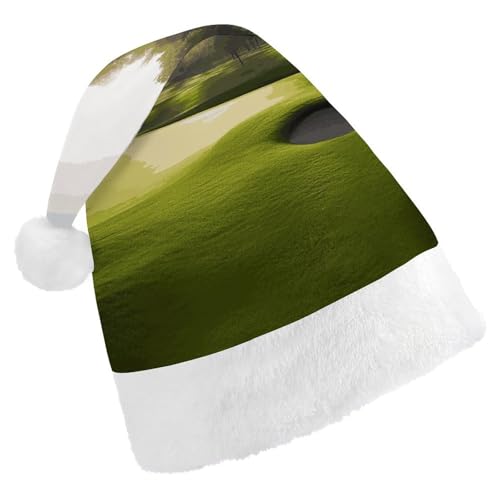 DJUETRUI Lustige Weihnachtsmütze, Golfplatz, Weihnachtsmütze für Erwachsene, weicher Plüsch, Weihnachtsmannmütze, bequem, Weihnachtsmütze von DJUETRUI