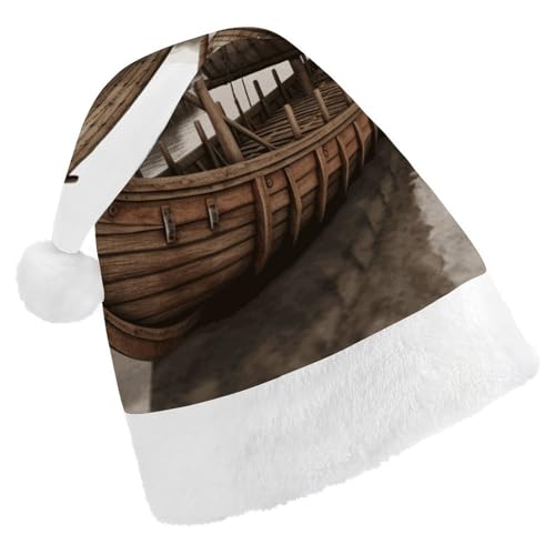 DJUETRUI Weihnachtsmütze, lustige Weihnachtsmütze, Boot, Weihnachtsmütze für Erwachsene, weicher Plüsch, Weihnachtsmannmütze, bequem, Weihnachtsmütze von DJUETRUI